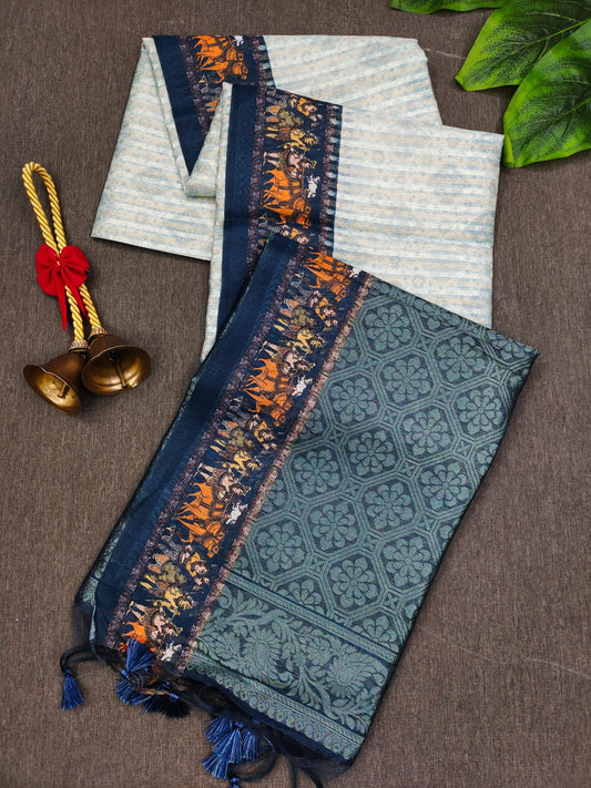 SOFT SILK SAREE WITH KALAMKARI