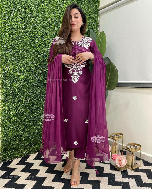 Reyon plazo with Nazneen dupatta