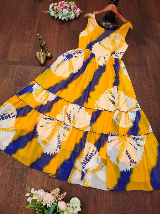 Exquisite tie-dye shaded Grorgett dress