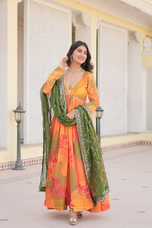 Digital printed Russian silk Kurti