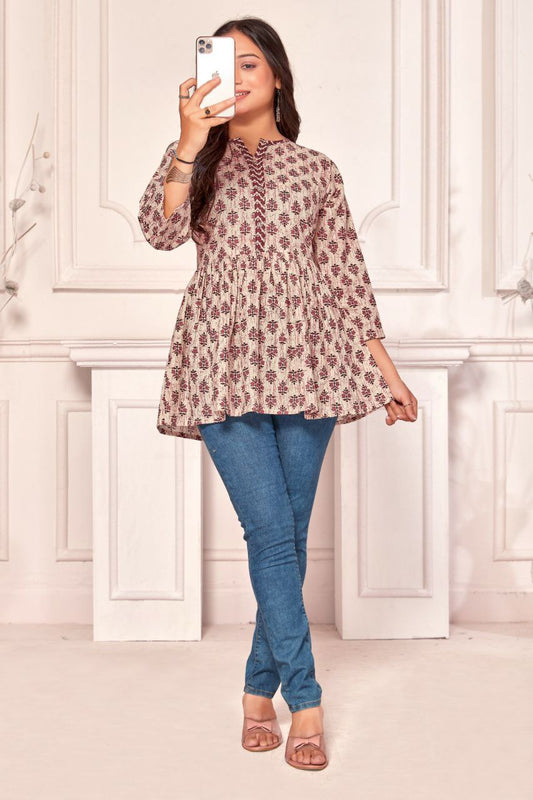 Jaipuri Printed Cotton Fabric Tunic Top