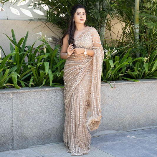 Beautiful fancy Sequance Embroidery work Saree