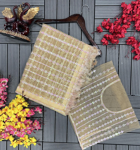 Beautiful fancy Sequance Embroidery work Saree