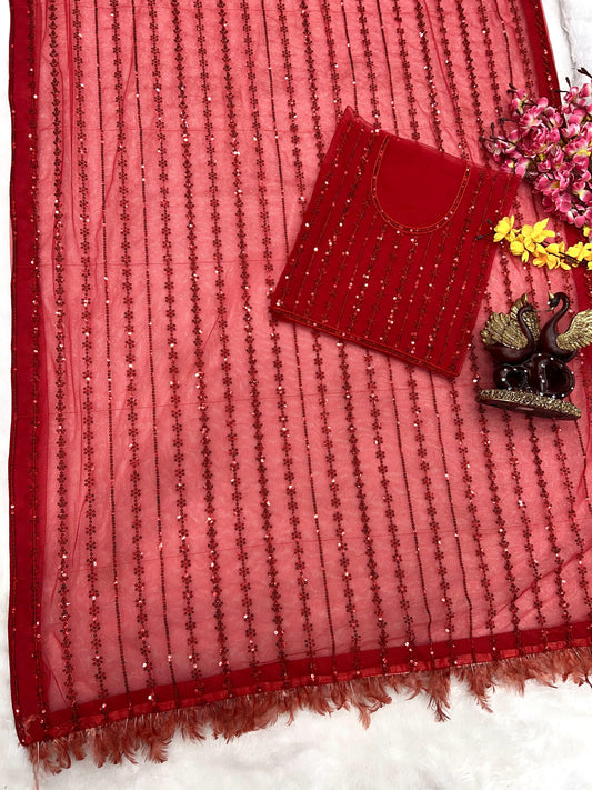 Beautiful fancy Sequance Embroidery work Saree