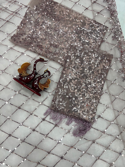 Embroidery C Pallu Work with Cutwork in border Saree