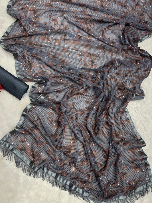 Beautiful Print in Heavy Georgette Fabric Saree