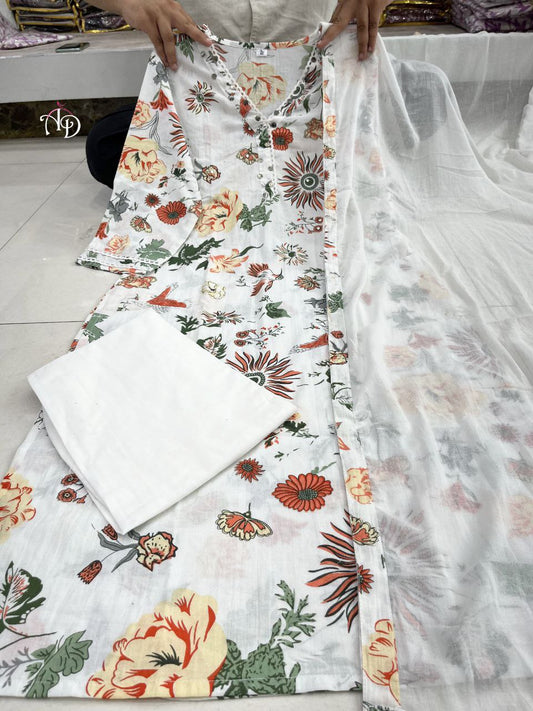 Beutiful Pure Cotton aline Kurti set