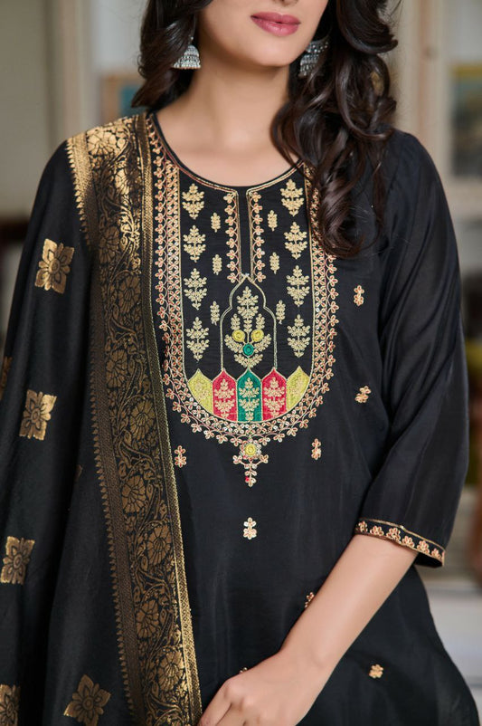 PV CHANDERI with attractive Embroidery