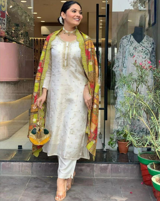 VISCOSE BUTTI with attractive Embroidery dress