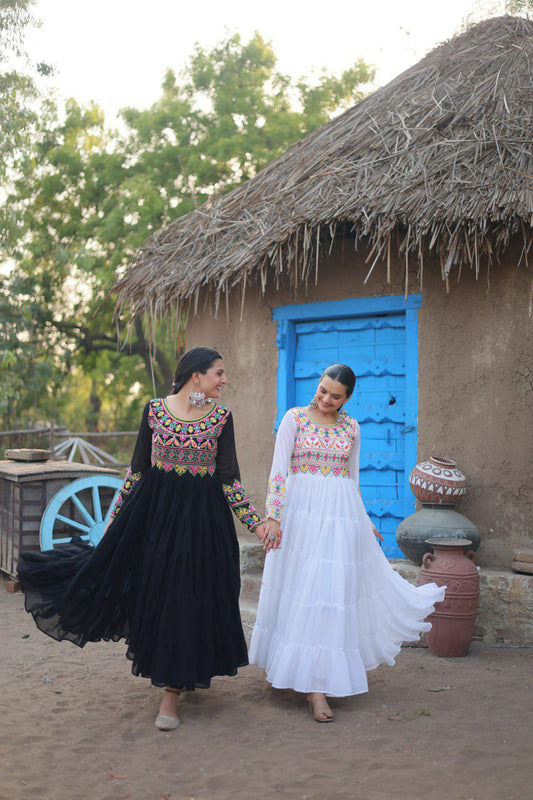 Faux Blooming Fabric with Kutchi Gamthi Work