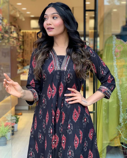 Designer Fine Cotton Suit set Full Flair