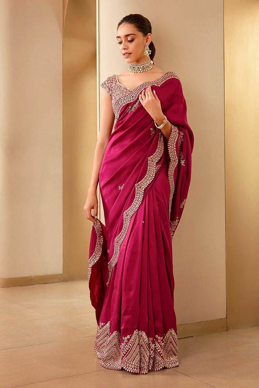 Soft vichitra silk with Fancy thread work with sequins work with coding SAREE