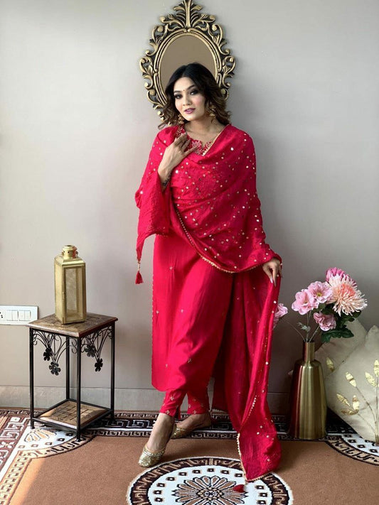 RAYON SLUB WITH SEQUENCE COADING EMBROIDERY WORK DRESS