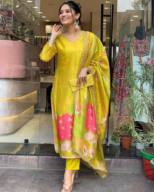 PURE NATURAL CRAPE WITH SEQUENCE CODING EMBROIDERY WORK