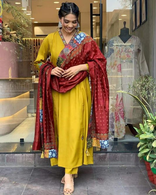 KAJRI ROMAN SILK WITH HAND WORK DRESS
