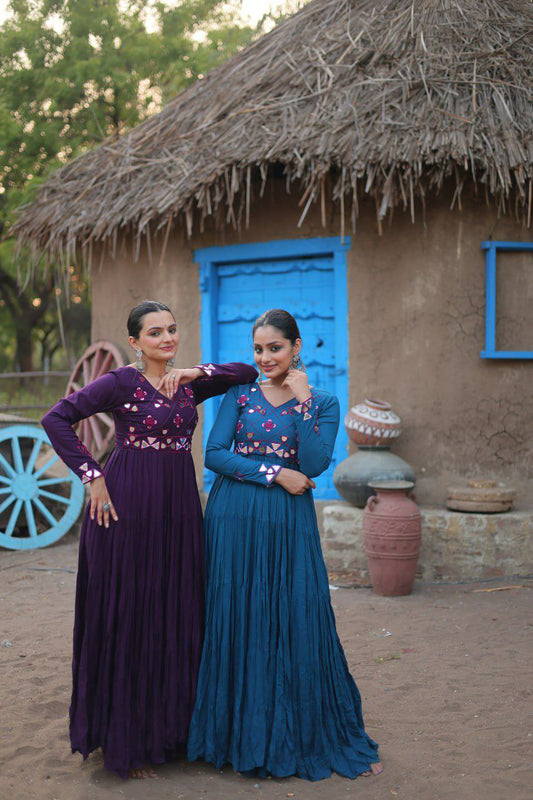 Festival Gown 14 kg Reyon Fabric with Real Mirror Work