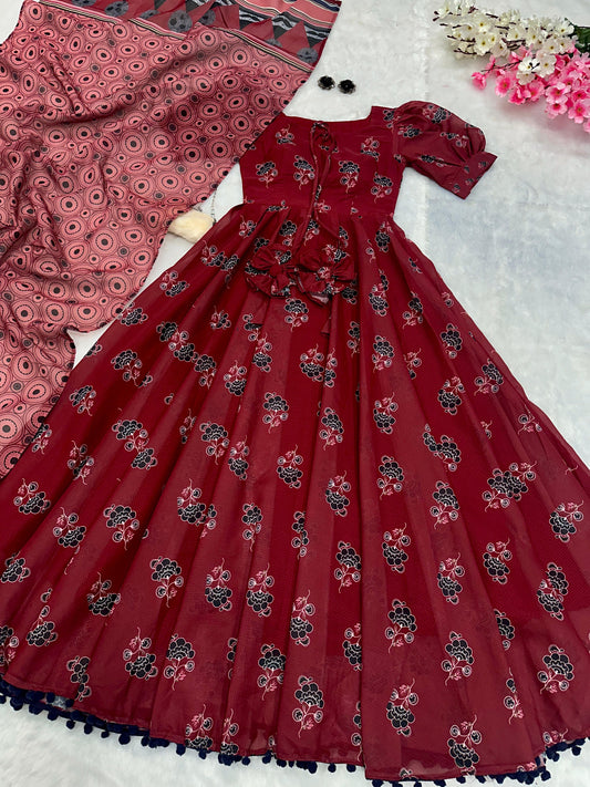 Elegant Soft Cotton Anarkali Suit