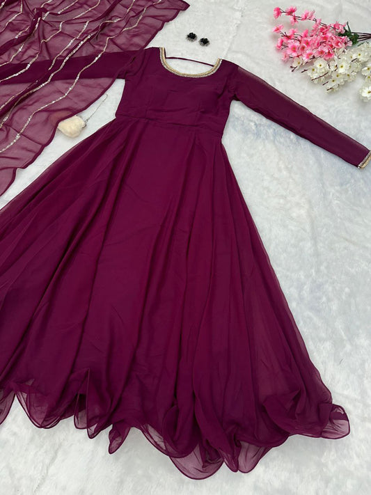 Elegant Georgette Anarkali Gown Set