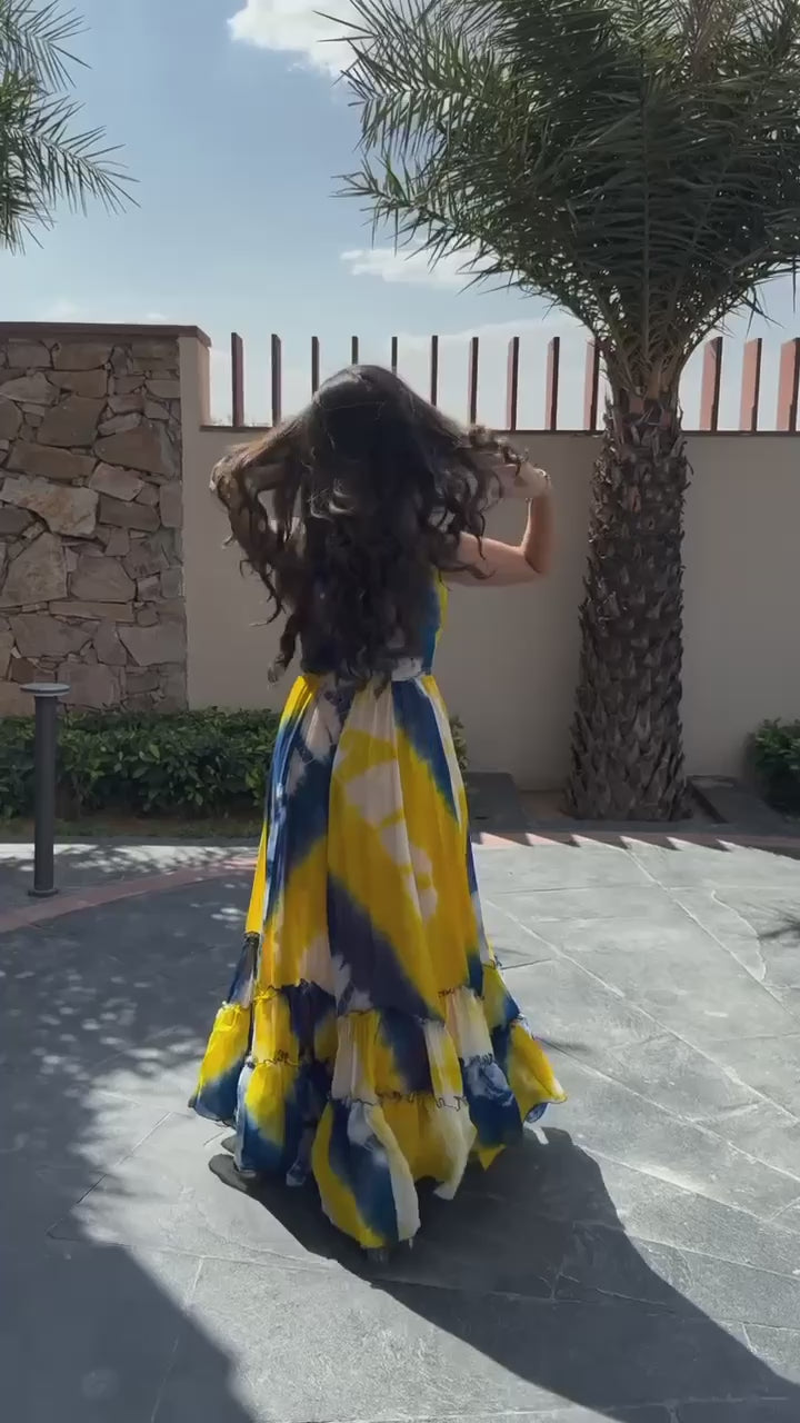 Exquisite tie-dye shaded Grorgett dress