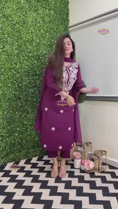 Reyon plazo with Nazneen dupatta
