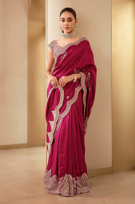 Soft vichitra silk with Fancy thread work with sequins work with coding SAREE