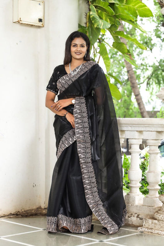 Pure Soft burbury silk Fabric Saree