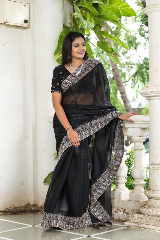 Pure Soft burbury silk Fabric Saree